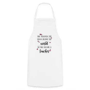 Maître pourrait-il changer le monde - Tablier de cuisine - blanc - Devant - AI Model Male 185 dark (185cm)