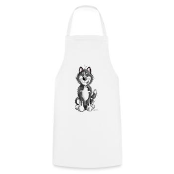 Funny Siberian Husky Cartoon - Cadeau - Chien - Tablier de cuisine - blanc - Devant - AI Model Male 185 dark (185cm)