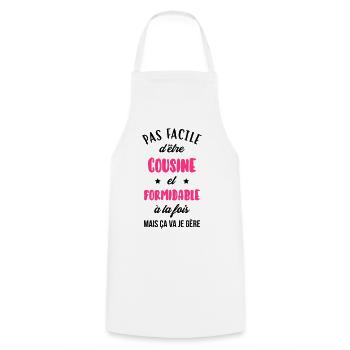 Cousin - Cousine - Famille - Naissance - Bébé - Cooking Apron - white - Front - AI Model Male 185 dark (185cm)