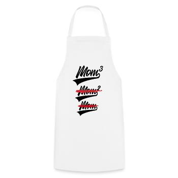 MOM 3 KIDS TRIPLE MOM - Cooking Apron - white - Front - AI Model Male 185 dark (185cm)