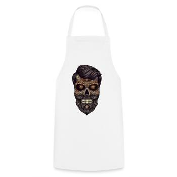 Tag der Toten Sugar Skull Totenschädel Catrina - Kochschürze - Weiß - Vorne - AI Model Male 185 dark (185cm)