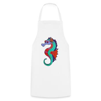 Fiery seahorse in fresh colors - Cooking Apron - white - Front - AI Model Male 185 dark (185cm)