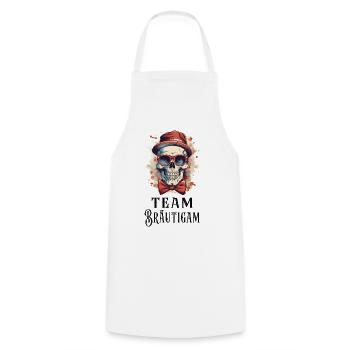 JGA Team Bräutigam Totenkopf Junggesellenabschied - Kochschürze - Weiß - Vorne - AI Model Male 185 dark (185cm)