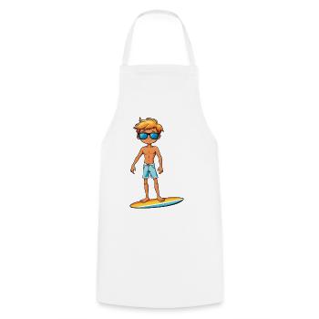 Cooler junger Surfer Dude Boy - Kochschürze - Weiß - Vorne - AI Model Male 185 dark (185cm)