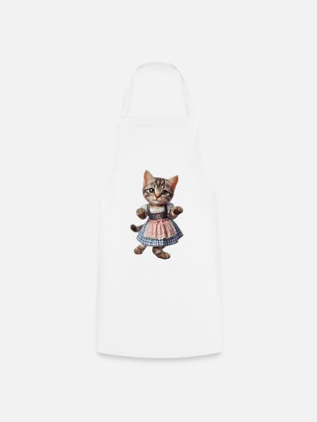 Trachten-Katze - Kochschürze - Weiß