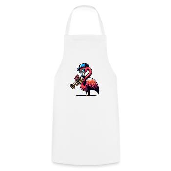 Cool trompette flamant rose avec chapeau - Tablier de cuisine - blanc - Devant - AI Model Male 185 dark (185cm)
