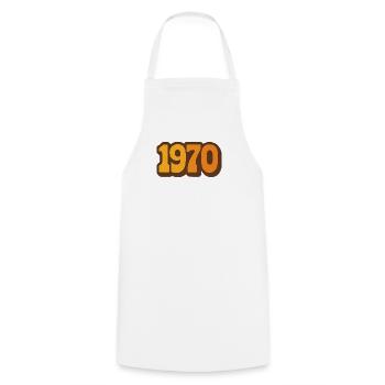 1970 – L’Essence Rétro Vintage - Tablier de cuisine - blanc - Devant - AI Model Male 185 dark (185cm)