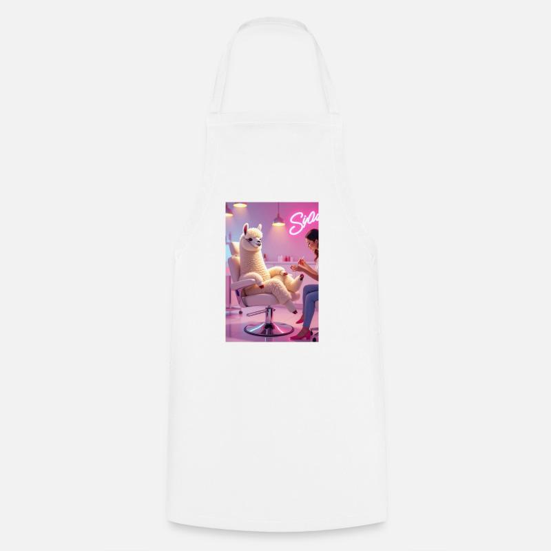 Lyrical Llama in Modern Salon - Cooking Apron - white