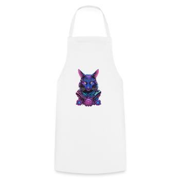 Cyber cat with futuristic design - Cooking Apron - white - Front - AI Model Male 185 dark (185cm)