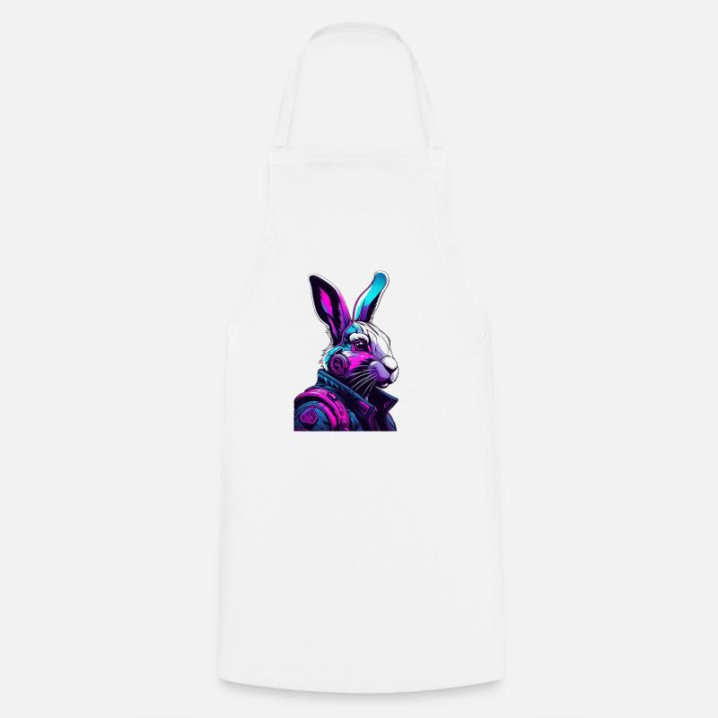 Lapin néon avec casque et look numérique - Tablier de cuisine - blanc