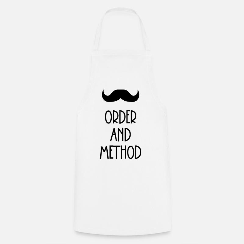 Ordre et méthode Poirot moustache - Tablier de cuisine - blanc