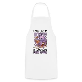 Reading Octopus in Stack of Books Book Gift - Cooking Apron - white - Front - AI Model Male 185 dark (185cm)