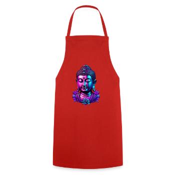 Neon Buddha Blossom Aura - Cooking Apron - red - Front - AI Model Male 185 dark (185cm)