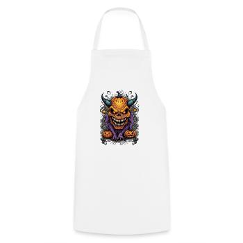 Halloween Demon with Pumpkin Head - Cooking Apron - white - Front - AI Model Male 185 dark (185cm)