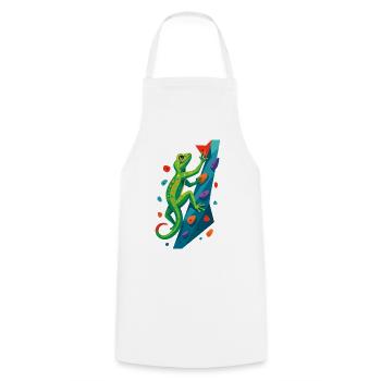 Cadeau de lézard grimpeur de gecko escaladeur de bloc - Tablier de cuisine - blanc - Devant - AI Model Male 185 dark (185cm)
