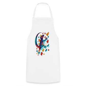 Cadeau de lézard grimpeur de gecko escaladeur de bloc - Tablier de cuisine - blanc - Devant - AI Model Male 185 dark (185cm)