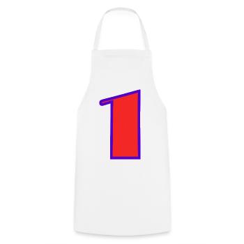 1. 1 year. 1st ANNIVERSARY. 1 YEAR ANNIVERSARY - Cooking Apron - white - Front - AI Model Male 185 dark (185cm)