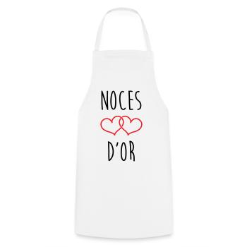 Golden Wedding 50 years - Cooking Apron - white - Front - AI Model Male 185 dark (185cm)