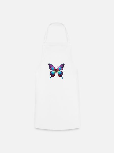 Neon Schmetterling Farbexplosion Flügelkunst - Kochschürze - Weiß