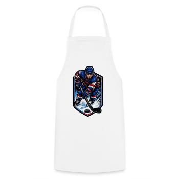 Eisjäger 86 – Hockey-Action - Kochschürze - Weiß - Vorne - AI Model Male 185 dark (185cm)