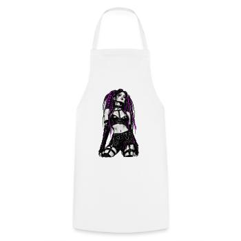 Gothic Punk Diva mit Neonmagenta Akzenten - Kochschürze - Weiß - Vorne - AI Model Male 185 dark (185cm)