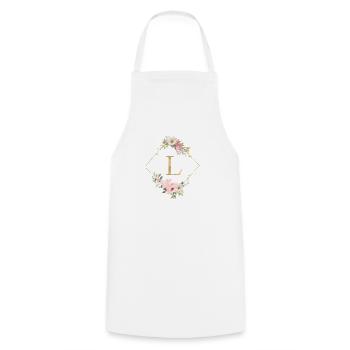 Monogramme personnalisable L Pastel Floral - Tablier de cuisine - blanc - Devant - AI Model Male 185 dark (185cm)