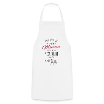 maman et Secrétaire - Tablier de cuisine - blanc - Devant - AI Model Male 185 dark (185cm)