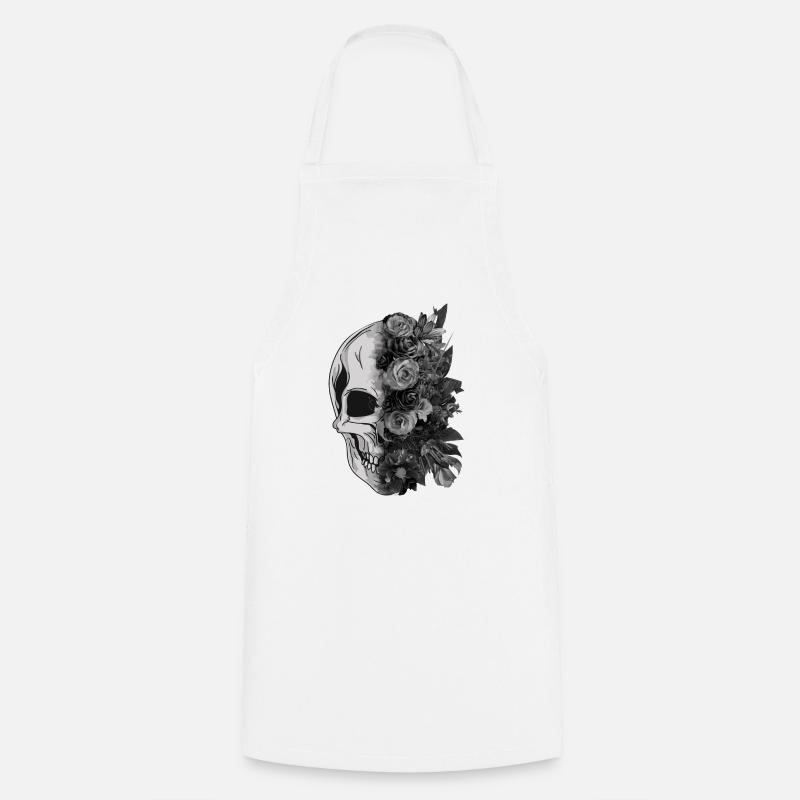 skull_flower - Cooking Apron - white