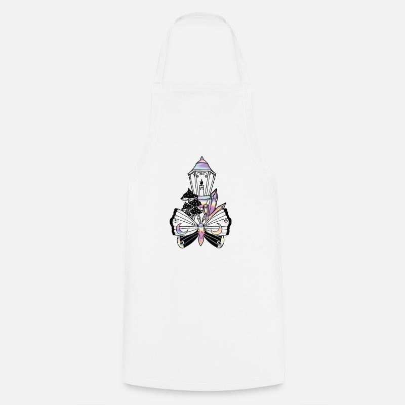 Wicca fantasy lantern pastel rainbow crystal - Cooking Apron - white