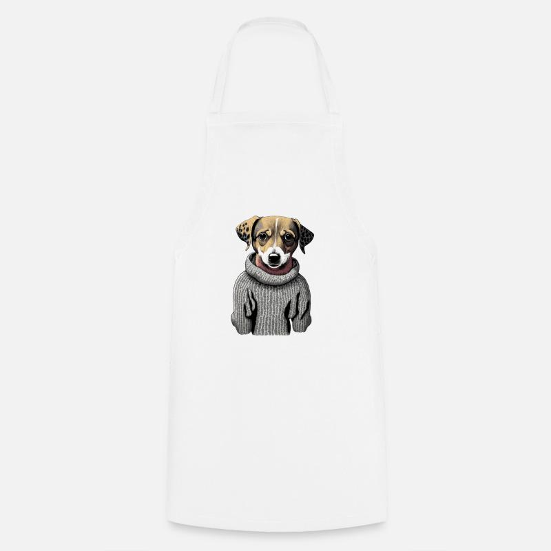 Chien en pull - Tablier de cuisine - blanc
