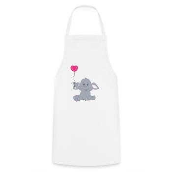 Baby Elephant with Heart Air Balloon - Cooking Apron - white - Front - AI Model Male 185 dark (185cm)