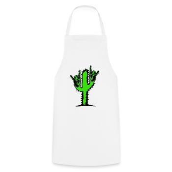 Cactus Plant Heavy Metal Hard Rock Fun Hand Gesture - Cooking Apron - white - Front - AI Model Male 185 dark (185cm)