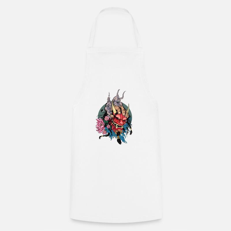 Visage Oni - Tablier de cuisine - blanc