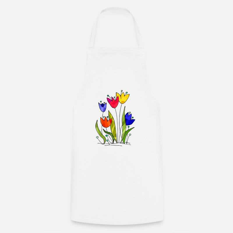Fleurs - Tablier de cuisine - blanc