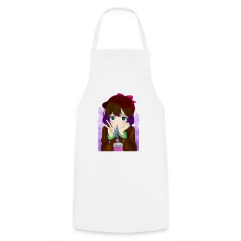 Cute Anime drinking Girl - Kochschürze - Weiß - Vorne - AI Model Male 185 dark (185cm)