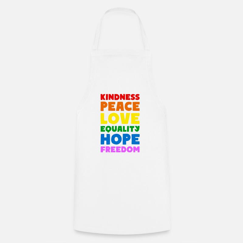 KINDNESS PEACE LOVE EQUALITY HOPE FREEDOM - Kochschürze - Weiß