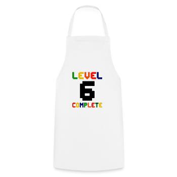 Niveau 6 Complet Gamer 6ème Anniversaire - Tablier de cuisine - blanc - Devant - AI Model Male 185 dark (185cm)