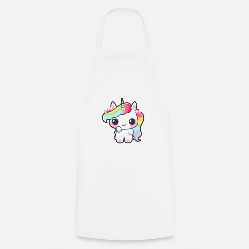 Baby Unicorn with Rainbow Mane - Cooking Apron - white