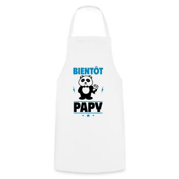 Bientôt Papy – Panda humoristique pour futurs papy - Tablier de cuisine - blanc - Devant - AI Model Male 185 dark (185cm)