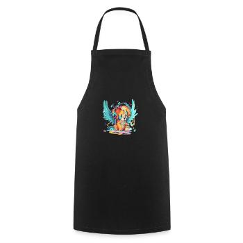 Léon le roi ailé - Tablier de cuisine - noir - Devant - AI Model Male 185 dark (185cm)