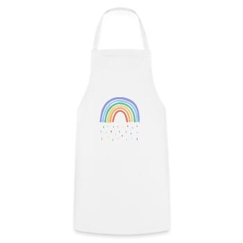 Regenbogen Regen - Kochschürze - Weiß - Vorne - AI Model Male 185 dark (185cm)
