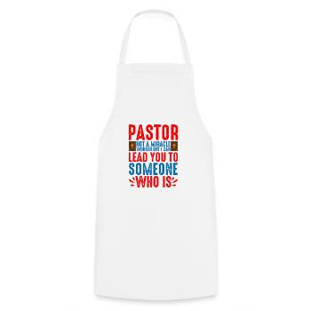 Pastor, Not A Miracle Worker 2 - Cooking Apron - white - Front - AI Model Male 185 dark (185cm)