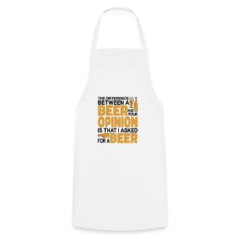 The Difference Between A Beer And Your Opinion - Cooking Apron - white - Front - AI Model Male 185 dark (185cm)