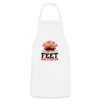 Tu m’as eu aux pieds dans les sangles 42 - Tablier de cuisine - blanc - Devant - AI Model Male 185 dark (185cm)