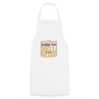 I'm Going To Hell In Every Religion 6 - Cooking Apron - white - Front - AI Model Male 185 dark (185cm)