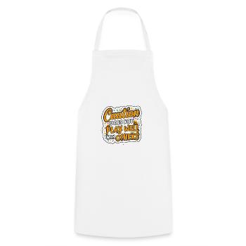 Caution Does Not Play Well With Others 96 - Cooking Apron - white - Front - AI Model Male 185 dark (185cm)