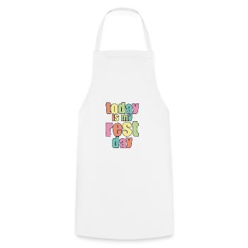 Today Is My Rest Day - Cooking Apron - white - Front - AI Model Male 185 dark (185cm)