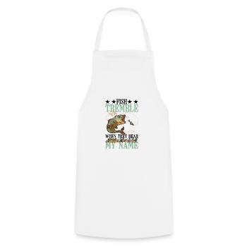 Les poissons tremblent en entendant mon nom 13 - Tablier de cuisine - blanc - Devant - AI Model Male 185 dark (185cm)