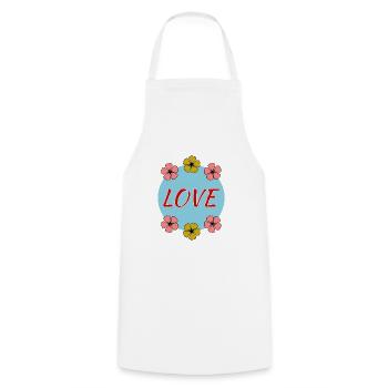 HAPPY MOTHER'S DAY. MOM. MOTHER's DAY. LOVE - Cooking Apron - white - Front - AI Model Male 185 dark (185cm)