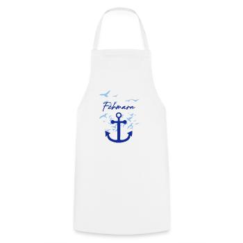 Fehmarn,seagulls,anchors,flock of birds - Cooking Apron - white - Front - AI Model Male 185 dark (185cm)